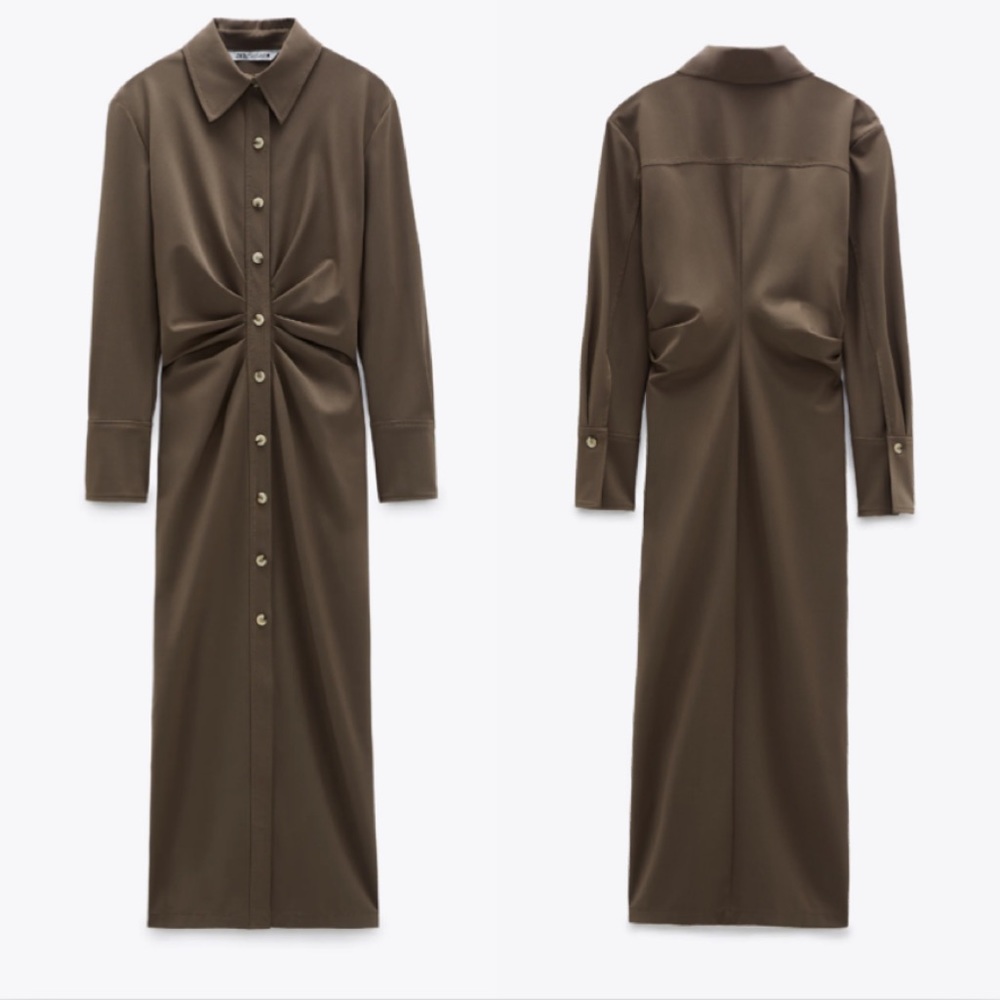 NEW ZARA DRAPED SHIRTDRESS